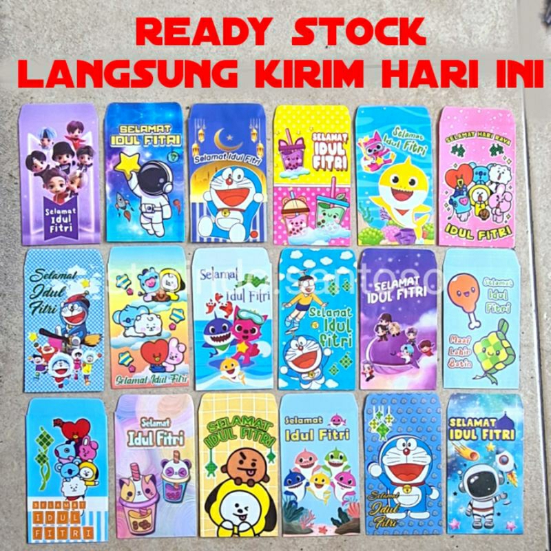 

isi 10 Amplop Idul Fitri ukuran S karakter anak lucu angpao lebaran kecil kertas uang