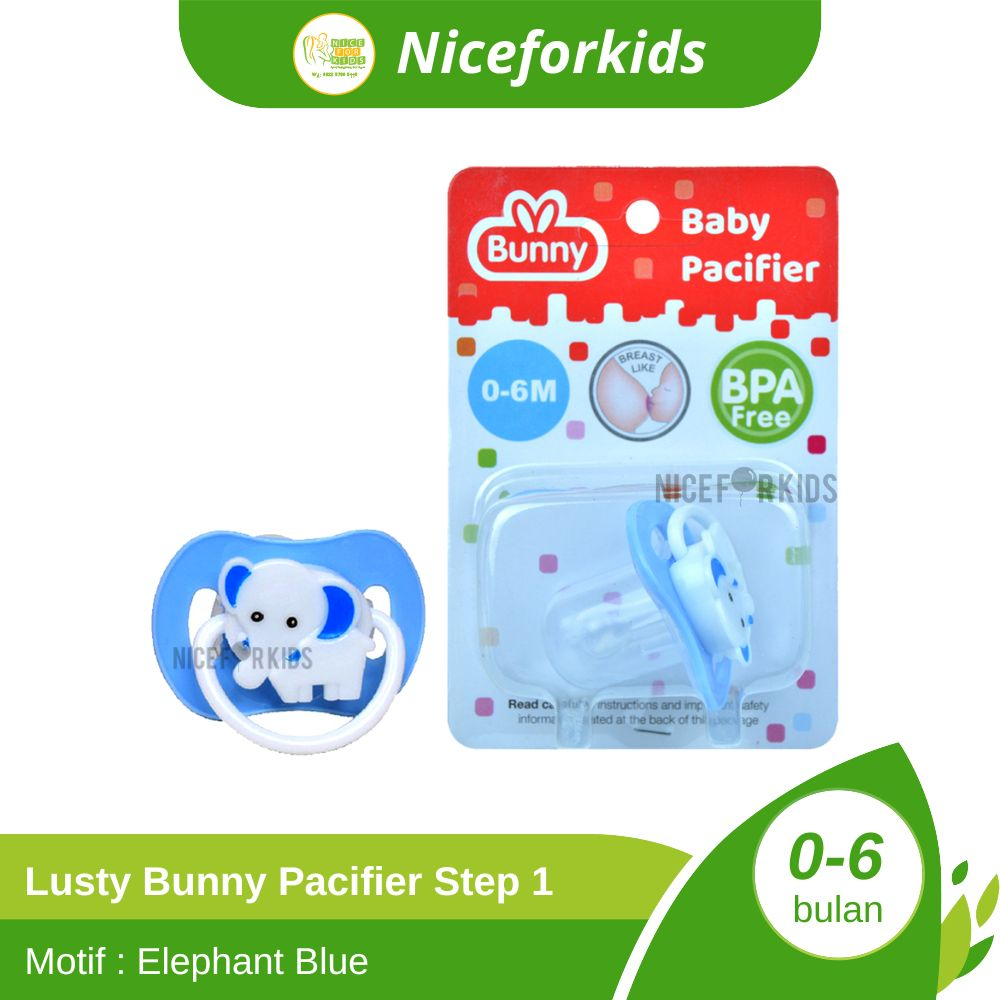 Lusty Bunny Baby Pacifier Silicone / Empeng Dot Bayi Step 1 (0-6 Bulan)