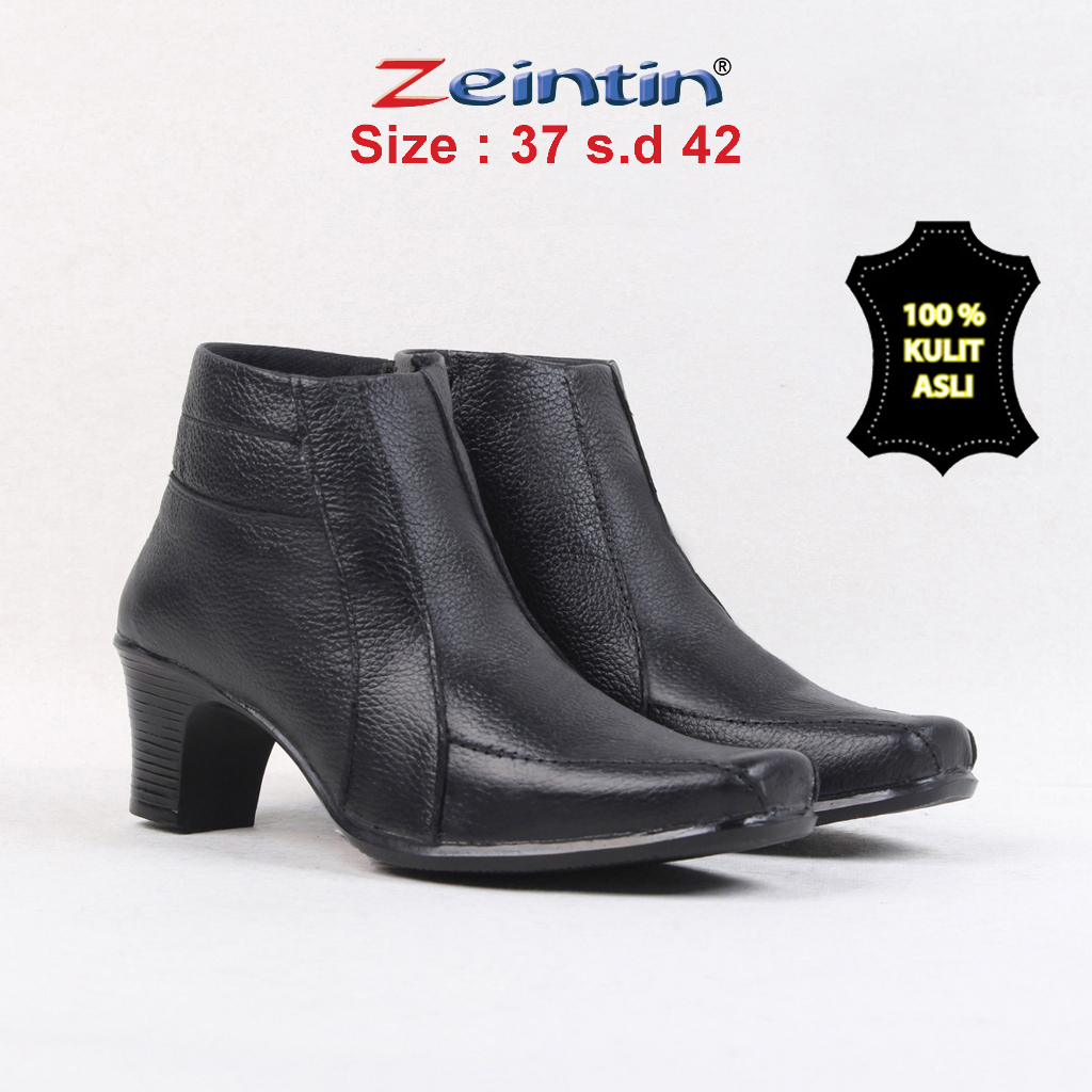 Zeintin - Sepatu Boots Wanita Bahan Kulit Sapi Asli Kasual Formal Sepatu Boots Fashion Wanita Sepatu Kerja Wanita Nyaman BJ