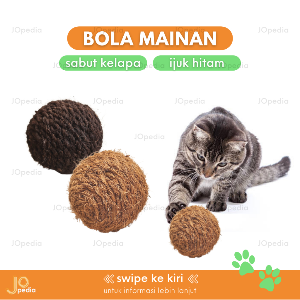 BOLA MAINAN Kucing Sabut Kelapa Ijuk Hitam Mainan Gigit Anjing Pet Toy