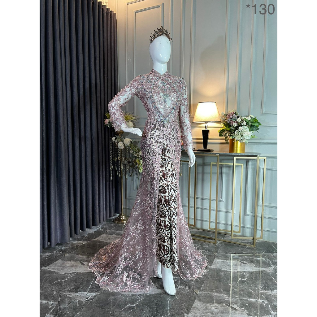 kebaya pengantin wanita rosegold