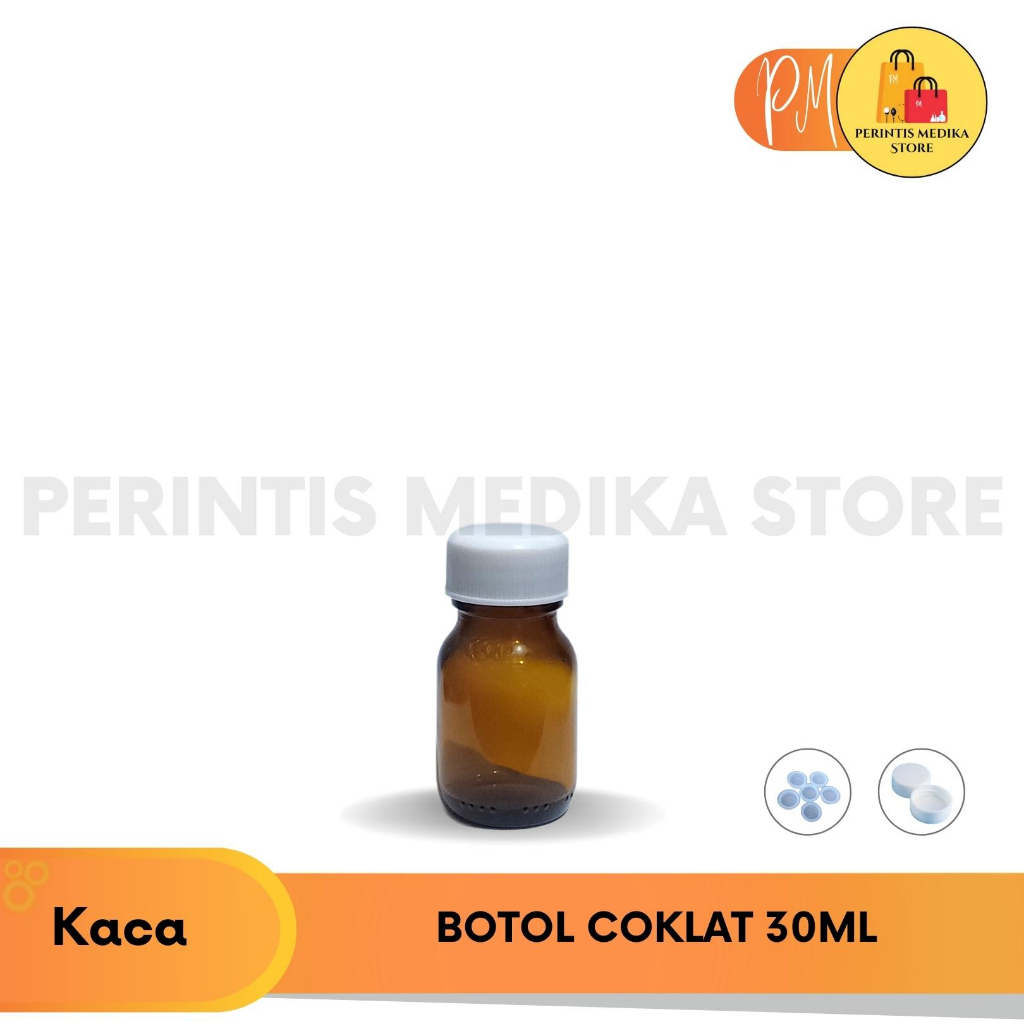 Botol Kaca Coklat 30 ml l Botol 30ml l Botol Amber 30ml - Kaca
