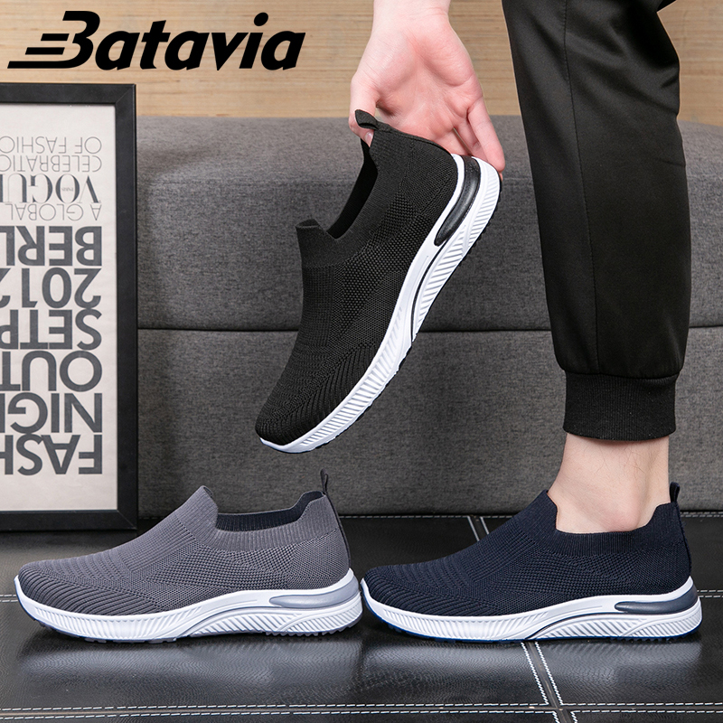 Batavia fashion sepatu sneakers pria sepatu rajutan bernapas sepatu olahraga fashion kasual black sepatu olahraga pria sepatu joging pria dewasa sepatu olahraga sepatu sepatu pria sepatu pria ringan B19