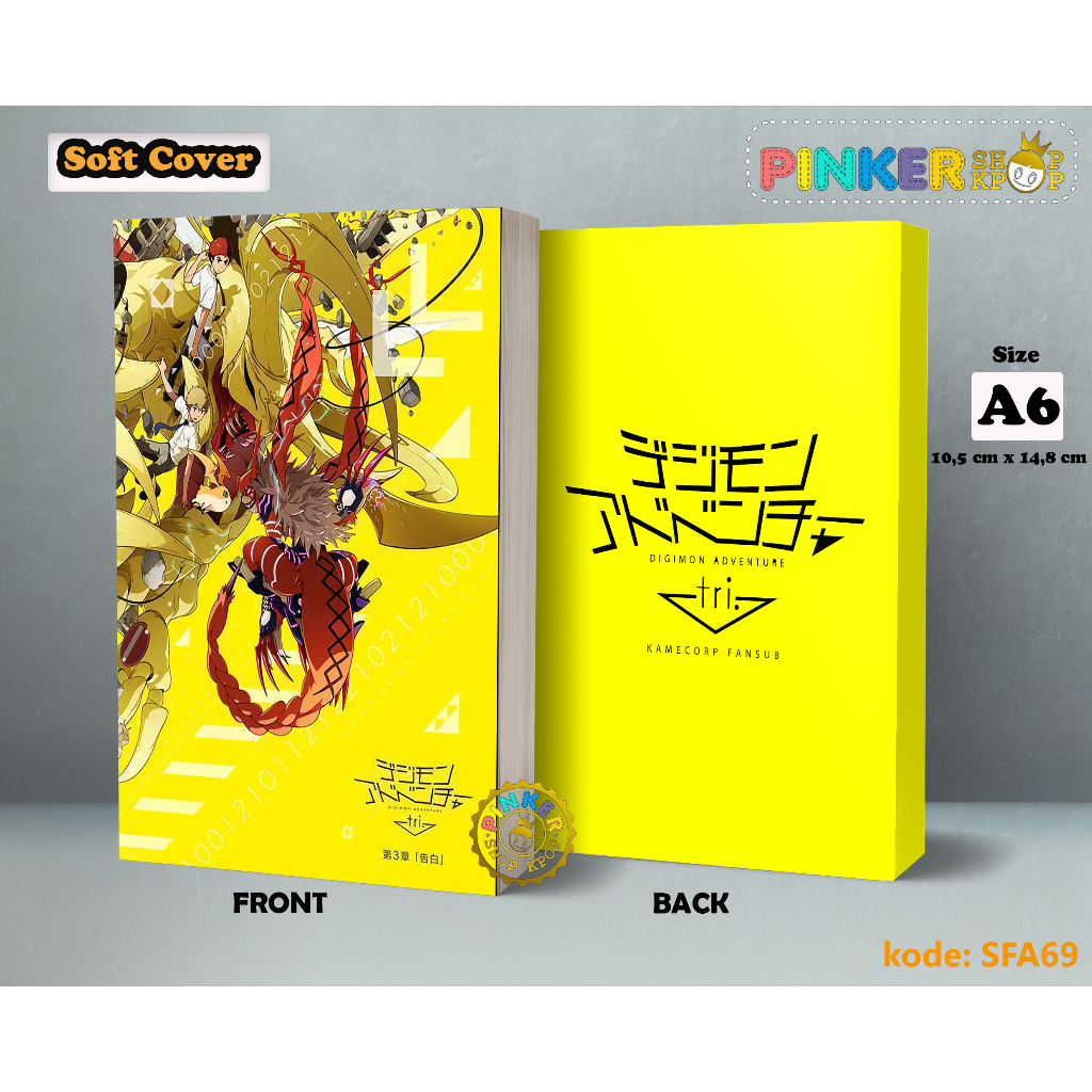 

(SFA69) Pocket Note Anime Digimon Tri Yellow Softcover A6/A5 Buku Tulis catatan Notes Agenda Planner Jurnal