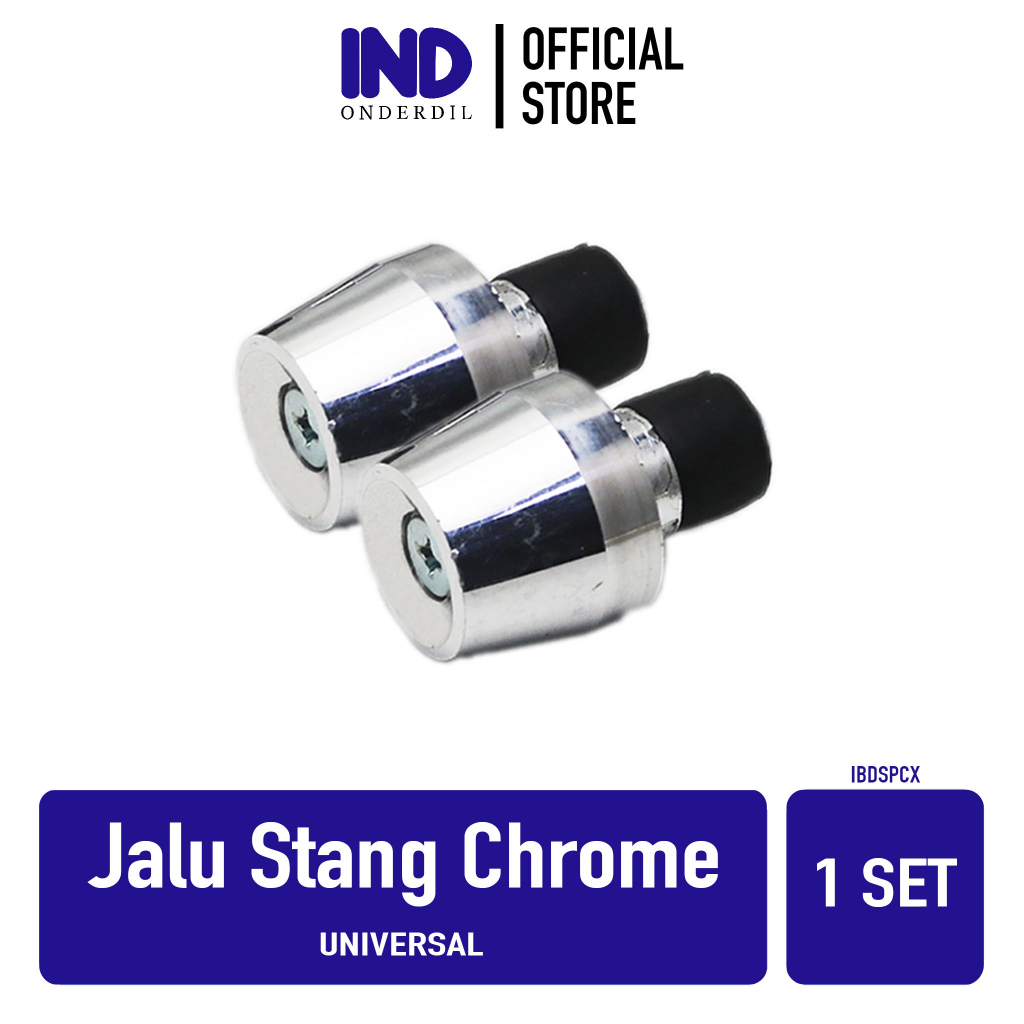 Jalu Stang Chrome PCX Jumbo Mini Thunder Satria FU Shogun Motor Matic Bebek-Sport Universal Bandul Tutup Ujung Setang Beat-FI-F1-Street-eSP &amp; Vario 150-125 LED Silver Besar Kecil