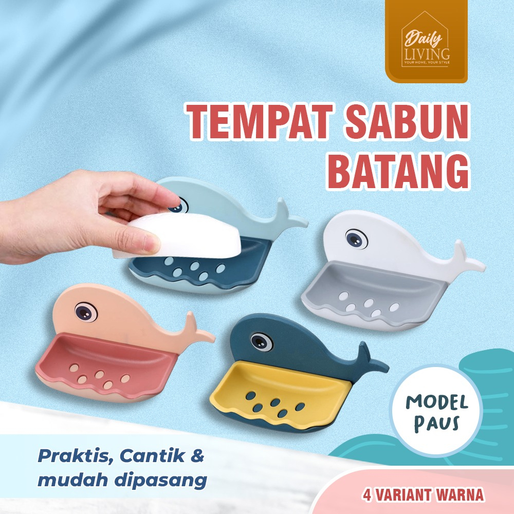 Tempat Rak Sabun / Tempat Sabun Batang Tempel Model Ikan Paus Daily Living