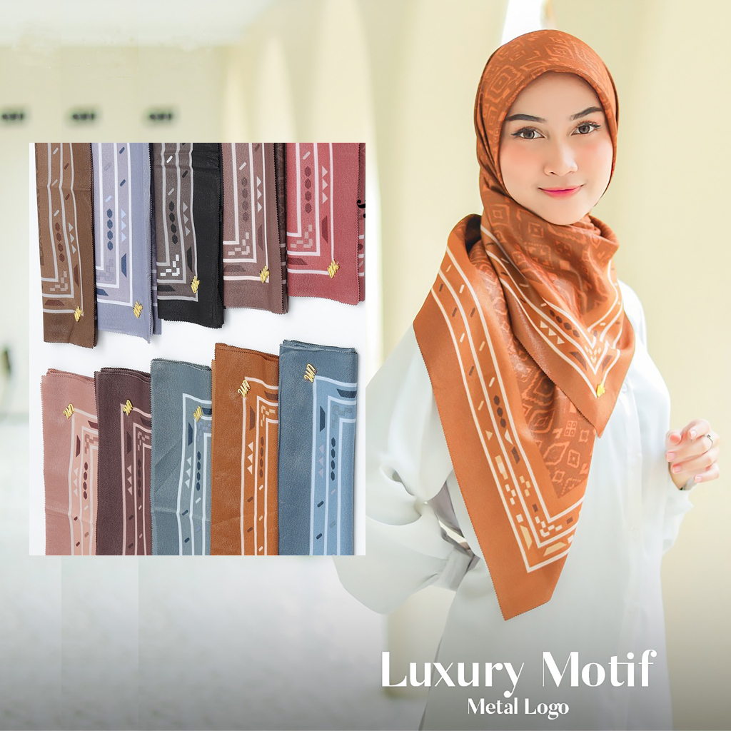 Jilbab Segiempat LUXURY PRINT UMAMA KODE YH motif bahan Cotton Lurex original PREMIUM