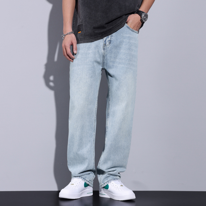 【hiphop】Baggy pants celana jeans pria standar straight loose jeans celana kulot jeans oversize pria longgar dewasa korean style jumbo