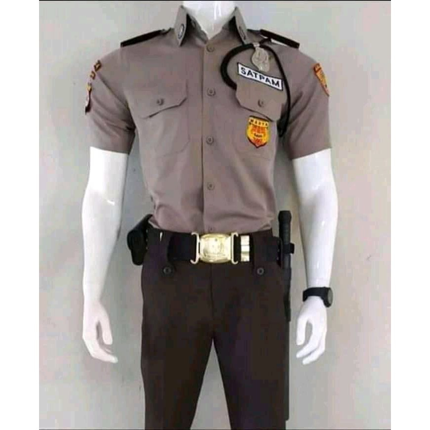 1 stel seragam pdl pdh satpam model terbaru 2023 dinas kantor lapangan/seragam pdh pdl satpam baru coklat tua krem crem/seragam satpam terbaru/seragam pdl security lengan panjang/baju security bahan tebal/pdh/satpam/security/bahan tebal cod