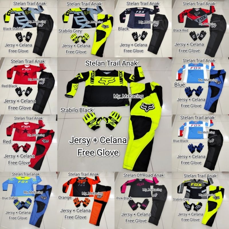 jersy plus celana free glove buat anak kids baju cross trail anak bisa custom nama dan nomor