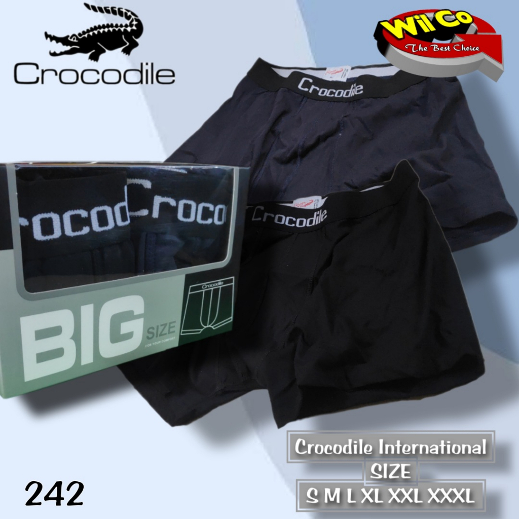 K242D - (DIJUAL PER 1 BOX ISI 2 Pcs) CELANA DALAM BOXER PRIA CROCODILE SIZE S - 3XL