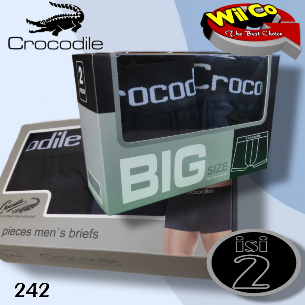 K242D - (DIJUAL PER 1 BOX ISI 2 Pcs) CELANA DALAM BOXER PRIA CROCODILE SIZE S - 3XL