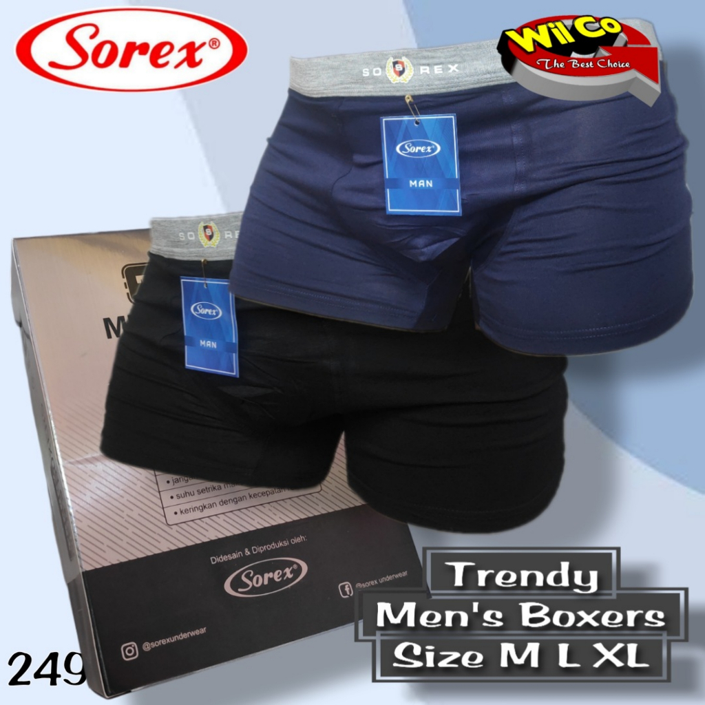 K249D - (DIJUAL PER 1 BOX ISI 2 Pcs) CELANA DALAM BOXER PRIA DEWASA SOREX SIZE M - XL