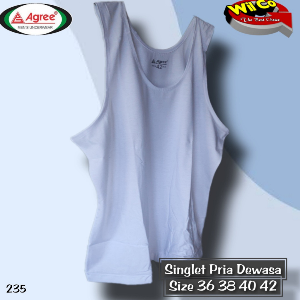 K235 - KAOS DALAM SINGLET PRIA DEWASA PAKAIAN DALAM PRIA AGREE SIZE 34 -42 HARGA PER 1 PCS