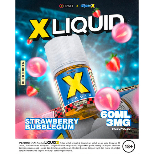 LIQUIDS X STRAWBERRY BUBBLEGUM BY RCRAFT 60ML 3MG