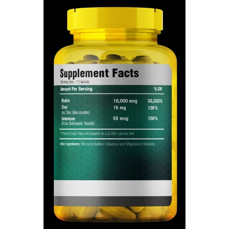 NutriLabs Biozinc Biotin 10.000mcg Zinc Selenium - 60 Capsule (Memperkuat Akar Rambut) Original USA