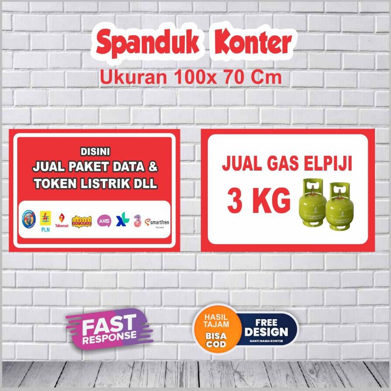 Spanduk / Baner konter pulsa & jual gas 100x70 cm