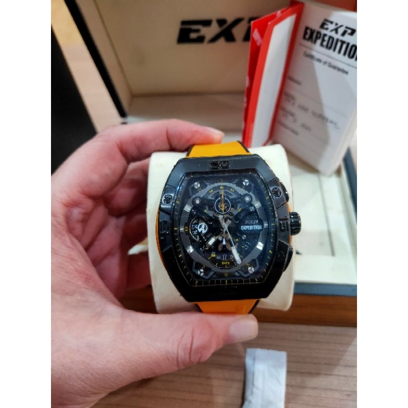 Expedition Exp E-6800-M Sports RM Chronograph Black Yellow Fullset Like New