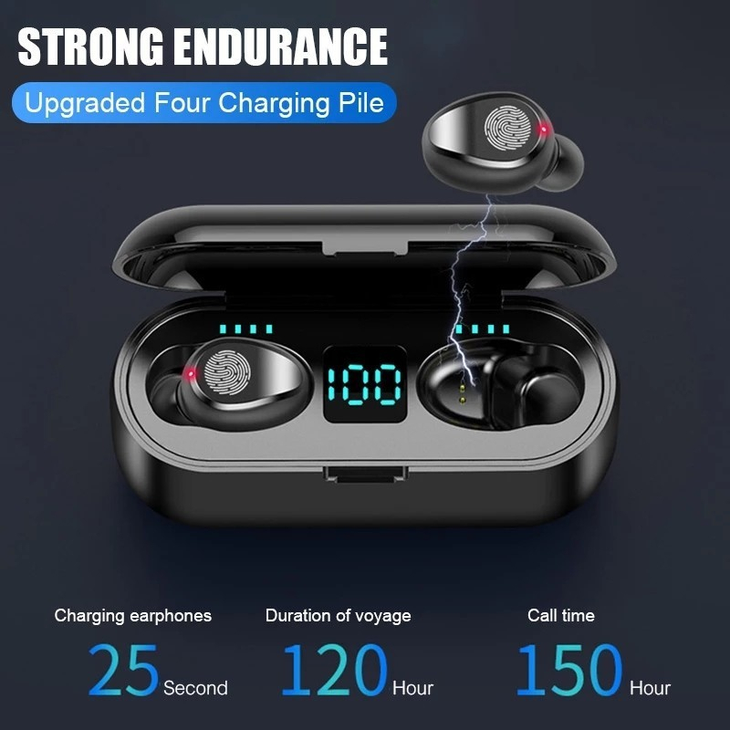 Halluna WS F9 Bluetooth Earphone In-ear Stereo Wireless Headphone PowerBank Headset Rechargeable Wireless