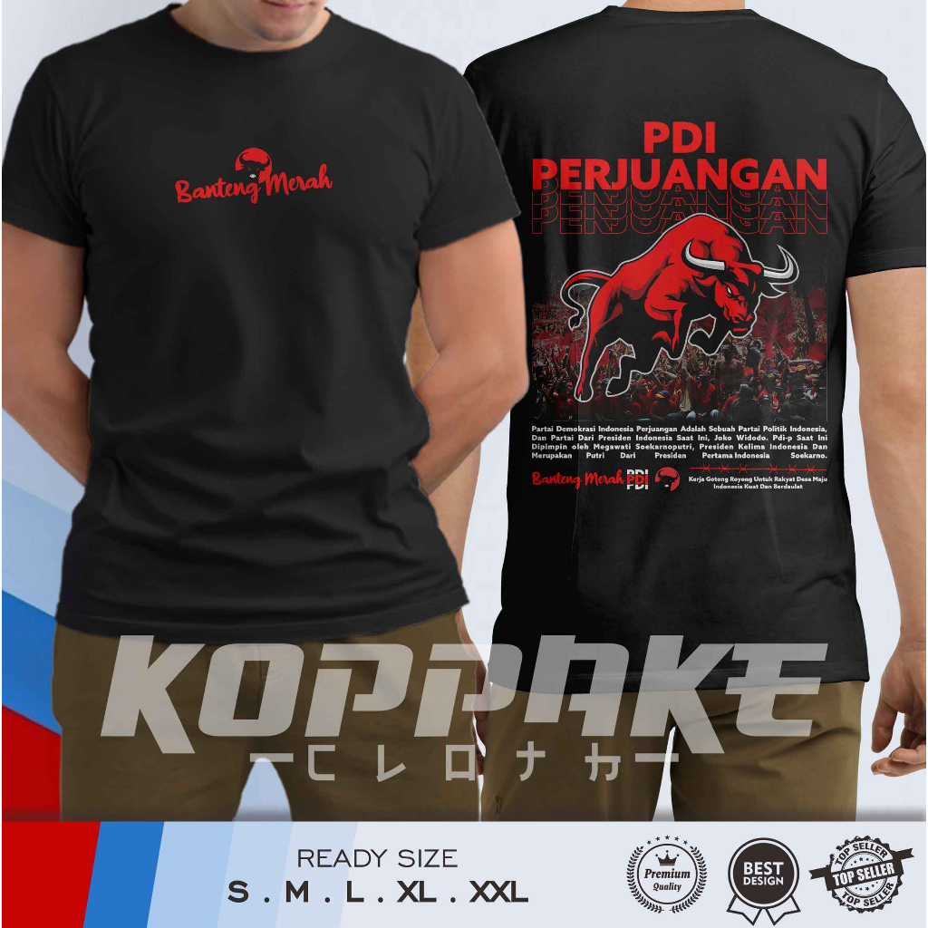 Kaos PDIP Banteng Merah Streetwear Baju Distro