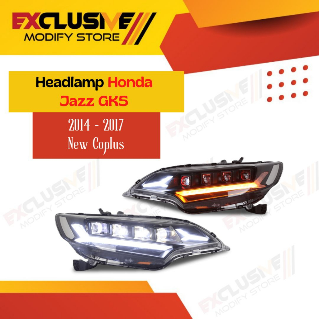 HEADLAMP HONDA JAZZ GK5 (2015 - UP) NEW 4th PROJECTOR WITH DRL CEREMONIAL