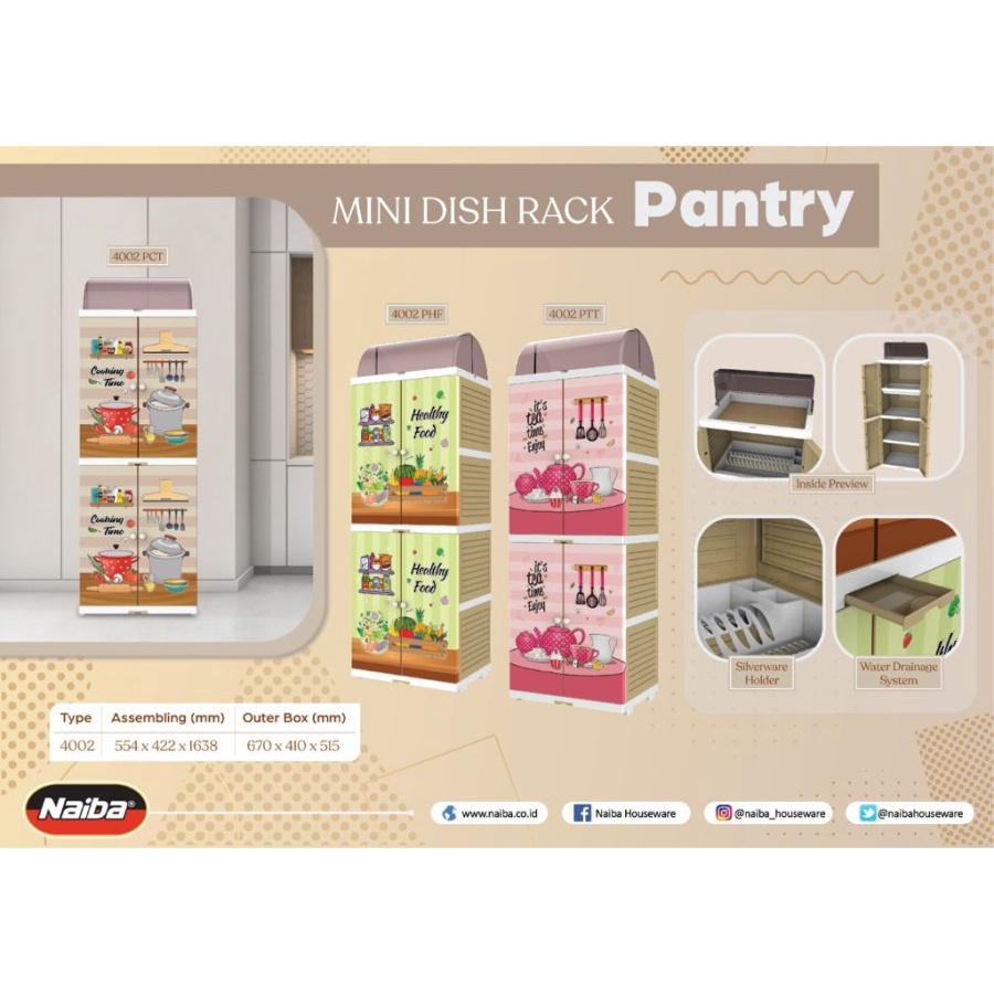 MINI DISH RAK PANTRY NAIBA 4002//LEMARI PIRING PLASTIK NAIBA NEWW PRODUK!!