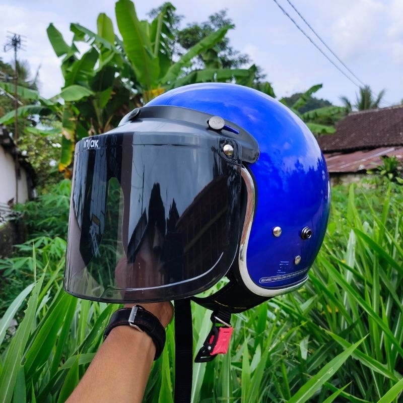 HELM BOGO DEWASA SNI KACA DATAR FULL LEHER PRIA WANITA DEWASA