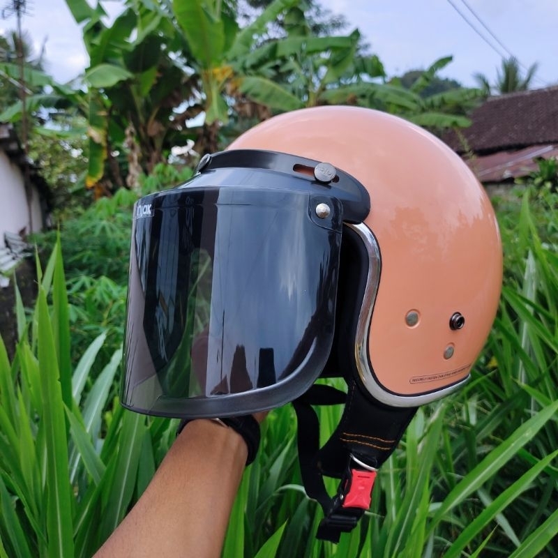 HELM BOGO DEWASA SNI KACA DATAR FULL LEHER PRIA WANITA DEWASA