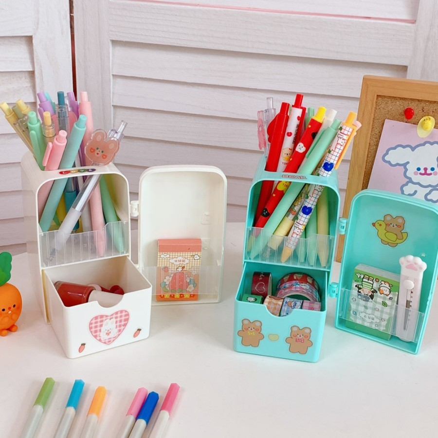 

JC Organizer Stationery Desktop Storage Bentuk Kulkas Tempat Pensil Unik