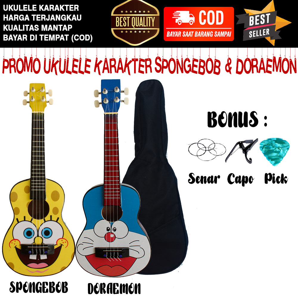 Gitar Ukulele KARAKTER senar 4 full bonus GARANSI