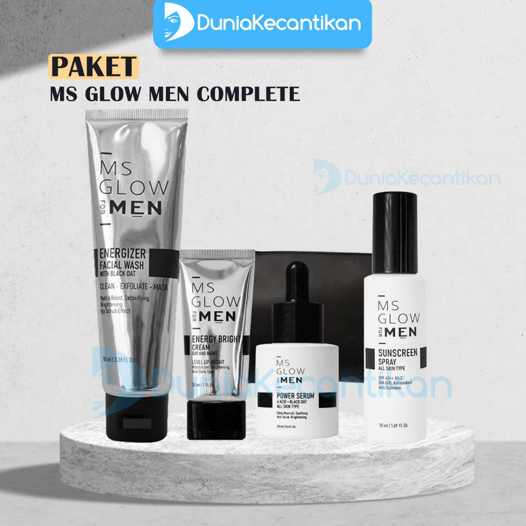 Ms Glow Men Paket Basic Complete / Ms Glow For Men Original free pouch / Skincare Pria Paket Perawatan Wajah MsGlow Men