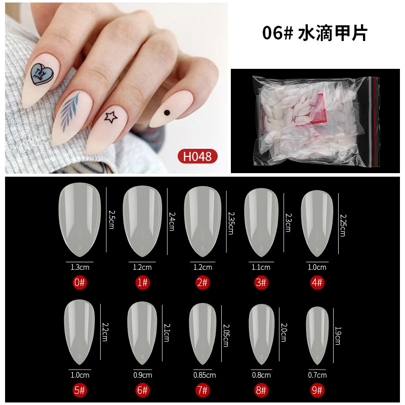 Nail Tip 500 Pcs Kuku Palsu Bahan Akrilik Warna Putih/ Clear Stiletto