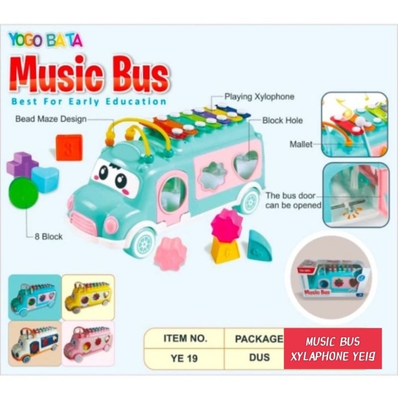 MUSIC BUS XYLAPHONE YE19 DUS MOBIL BUS XYLOPHONE MUSIK BUS CAR MAINAN EDUKASI KENDARAAN ANAK BAYI LA