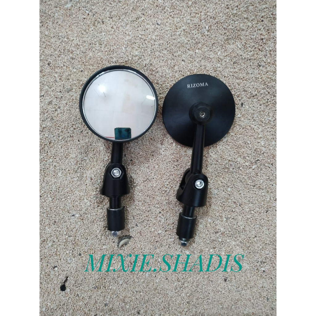 Spion Jalu Motor Merk Rizoma SH 5002 Model Bulat Kaca Cembung Warna Hitam Spion Jalu Stang Variasi