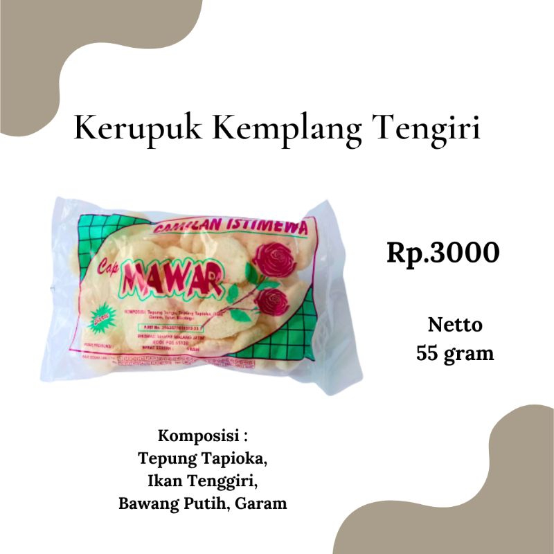 

Mawar Kerupuk Kemplang Tengiri Khas Palembang 55 gram