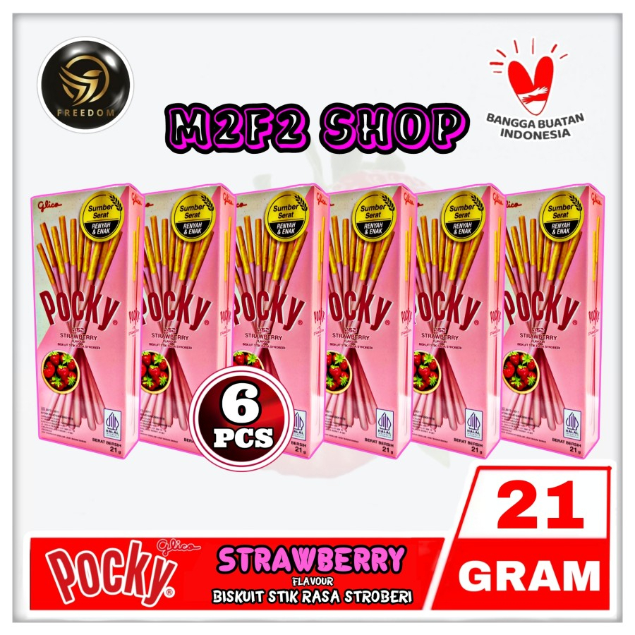 

Glico Pocky Biskuit Stroberi Stik | Strawberry Flavour - 21 gr (Kemasan 6 Pcs)