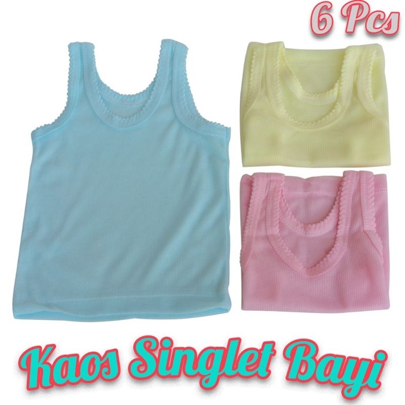 6 PCS Singlet Bayi / Anak Warna Size S