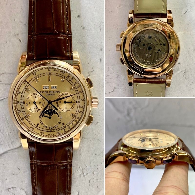 JSP 2098 JAM TANGAN PATEK PHILIPE GMT ROSEGOLD PLAT ROSEGOLD KULIT SUPER PREMIUM