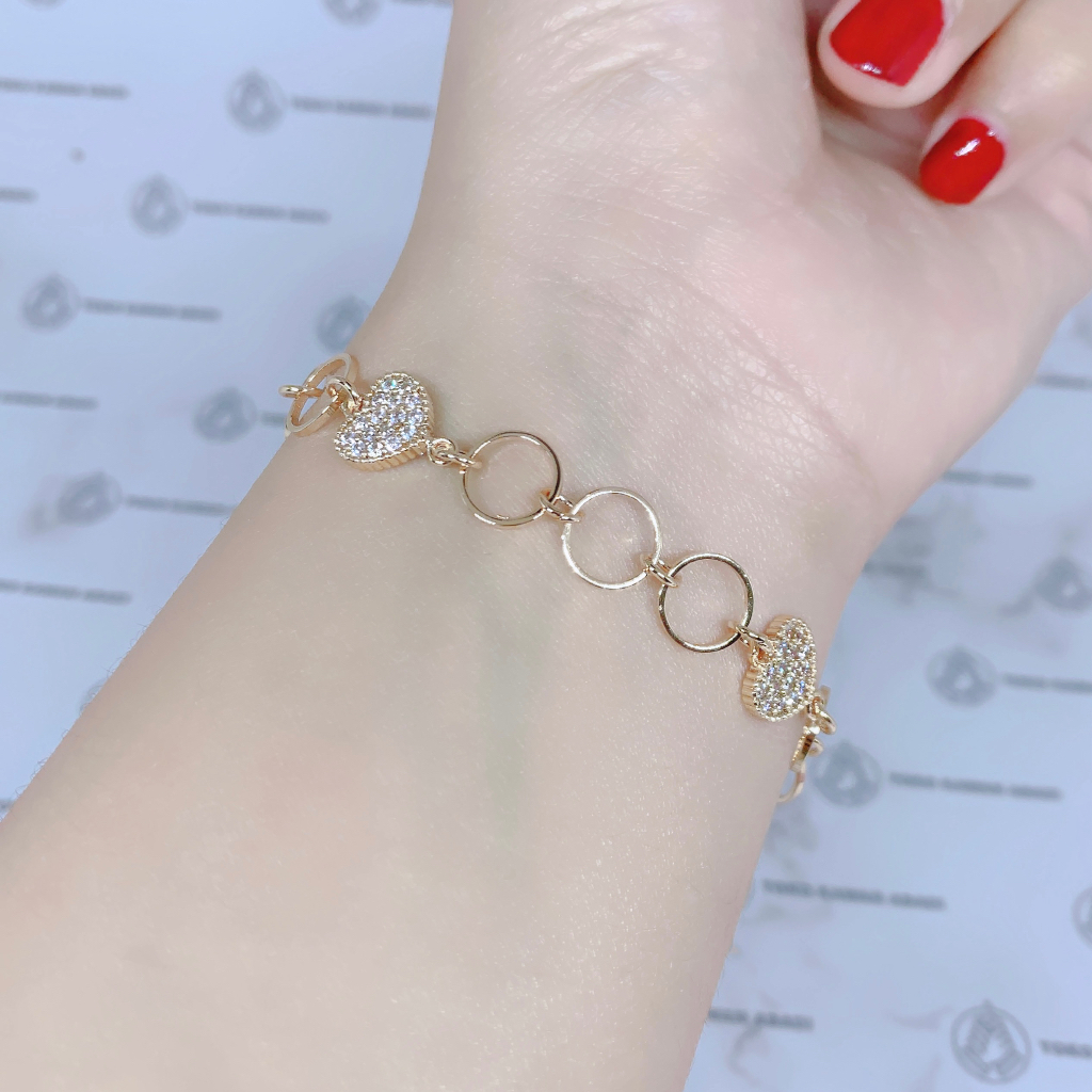 Gelang Tangan Xuping Gold Perhiasan Fashion Wanita Dewasa Motif Rantai Permata Love 09