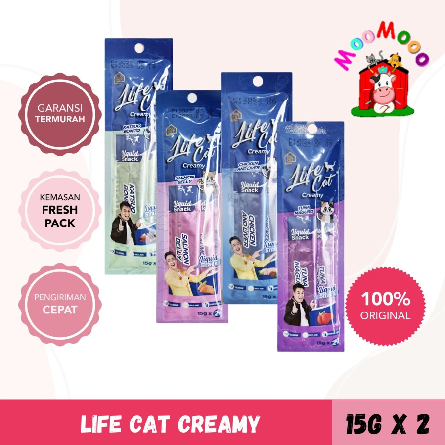 Life Cat Creamy Snack Cemilan Kucing Liquid 15 Gram - LifeCat 15gr X 2