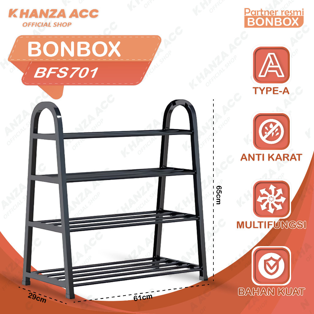 KHANZAACC BONBOX BFS701 Rak Sepatu 4 Susun Baja Design Tipe A