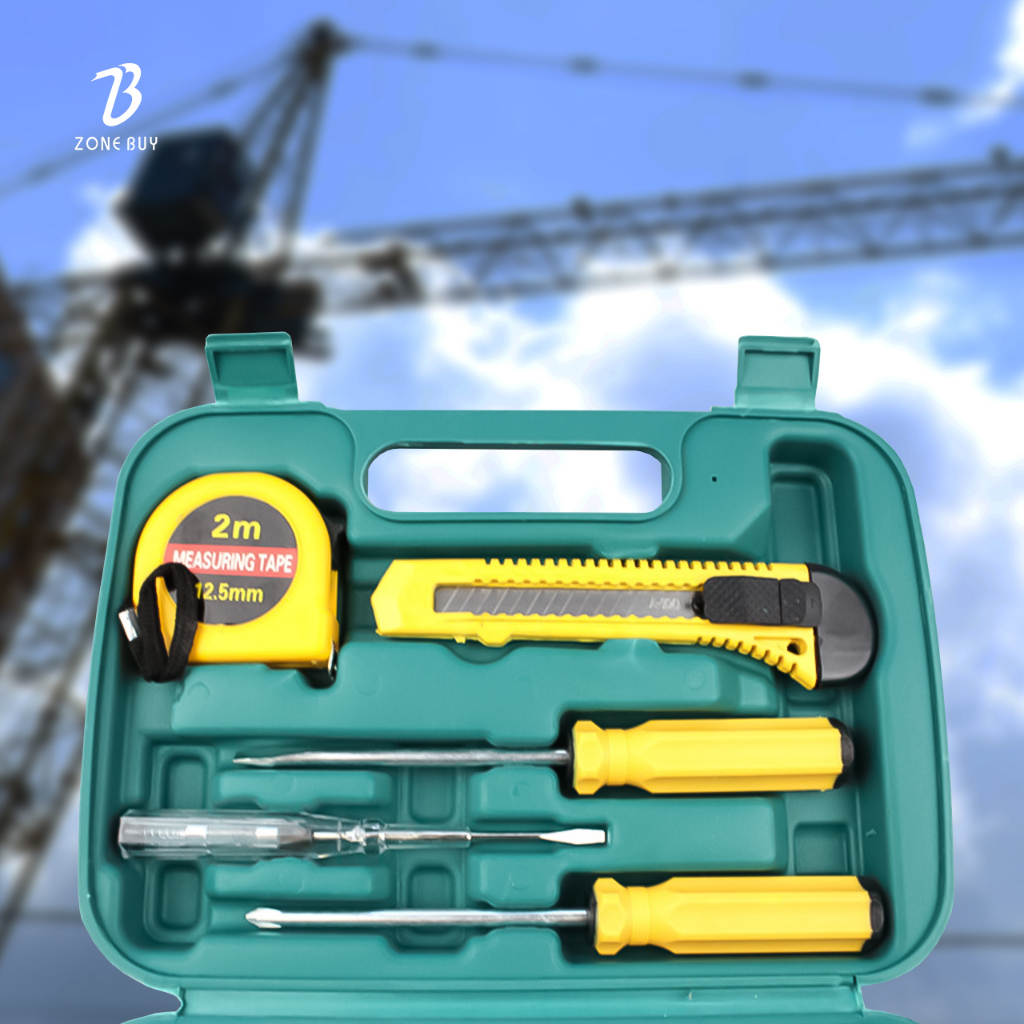 (9in1) Tool Kit Perkakas Alat Repairing Multi Set 9 Pcs / Tool Box Set Perkakas Palu Tang Obeng Kunci Pas Cutter