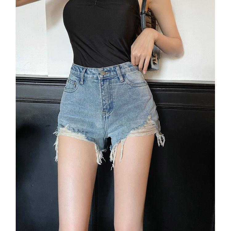 Jeans pendek wanita hotpants highwaist cewek summer outfit ripped jeans jumbo size 5XL korean ootd