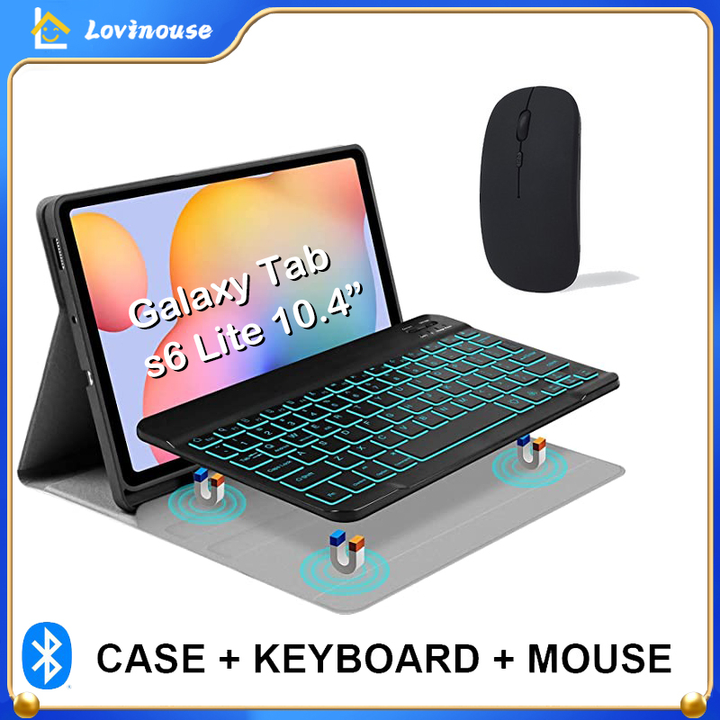 ⚡Flash Sale!!⚡Casing Keyboard untuk Samsung-Galaxy-Tab S6 Lite 10.4&quot;  SM-P610/P613/P615/P619 Casing Penutup Tablet Pintar dengan Mouse Keyboard dengan lampu latar RGB