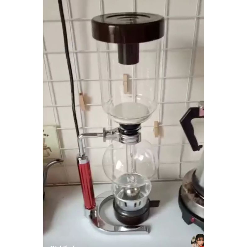 GrOriA Pembuat Kopi Vakum 3 cup JAPANESE STYLE SIPHON COFFEE MAKER VACUUM POT 3 CUPS JF99 EWORLD Silver