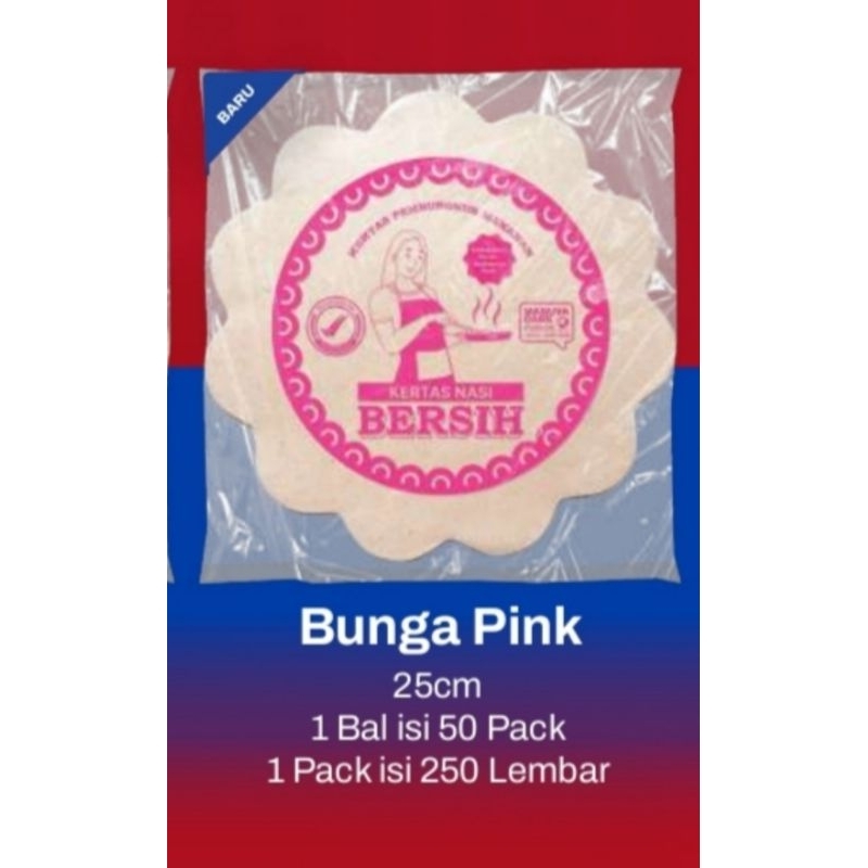 

Kertas Nasi Bunga Pink BERSIH 1 pack isi 250 Lembar