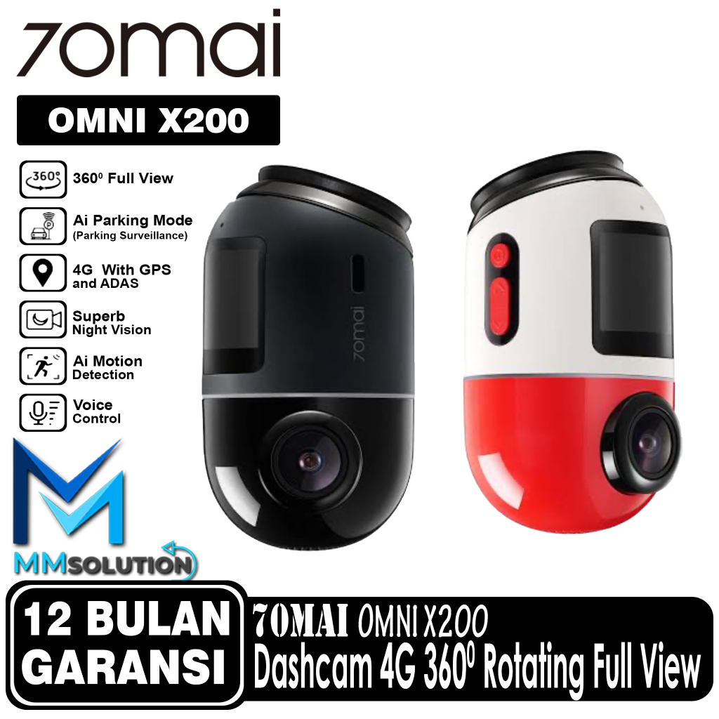 70mai Dash Cam OMNI X200 360° Full View 4G Connect HD 1080P FOV 140°