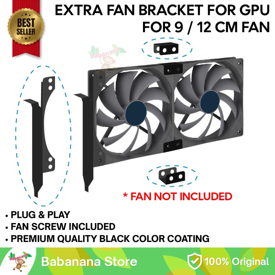 PCI BRACKET FAN KIPAS COOLING 12CM DUAL FANS VGA GPU MOUNTING COOLER