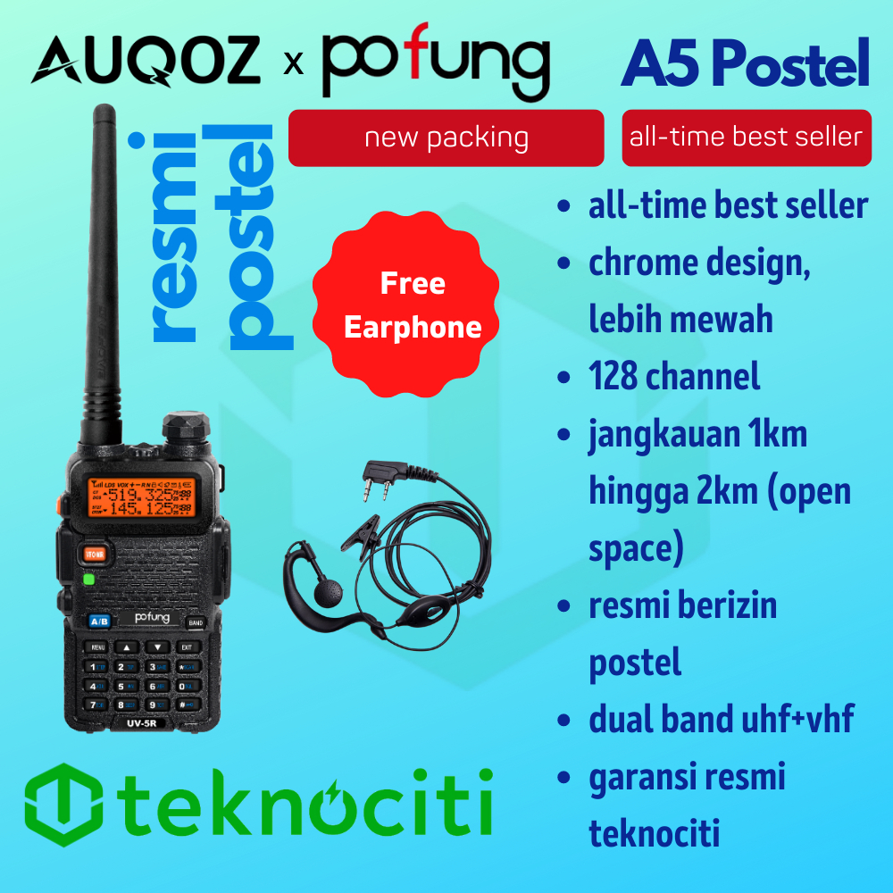 POFUNG UV-5R HT Postel / UV5R Handy Walkie Talkie + Case / Casing