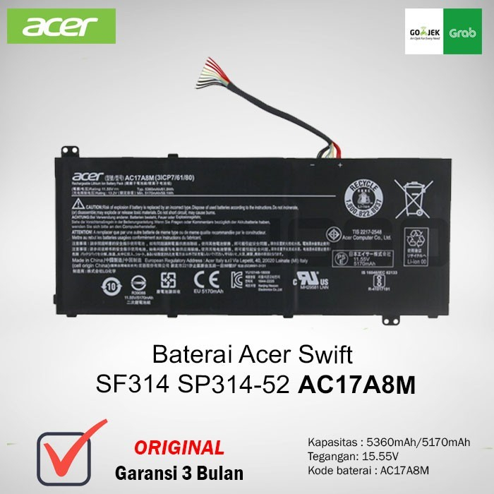 Baterai Original Acer Aspire 5 A514-51 51G A514-52 A514-53 AC17A8M